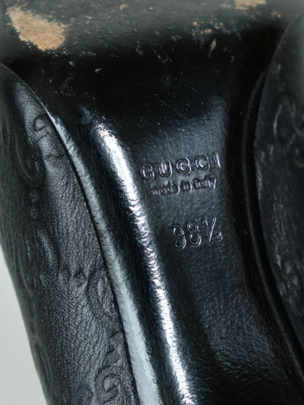 Gucci Guccissima Peep Toe Stilettos, Matte Black